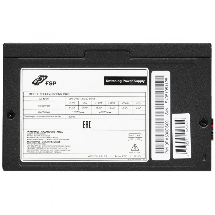 Блок питания FSP PNR PRO 500W черный, 9PA500CS00