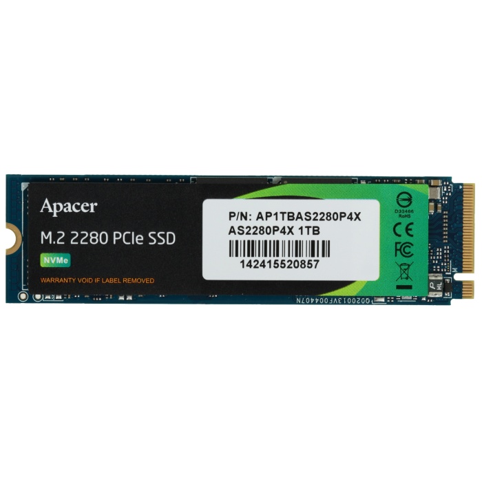 SSD накопитель Apacer AS2280P4X 1Tb M.2 NVMe, AP1TBAS2280P4X-1