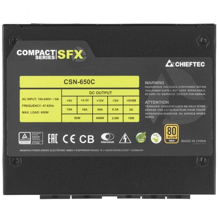 Блок питания Chieftec COMPACT 650W черный, CSN-650C