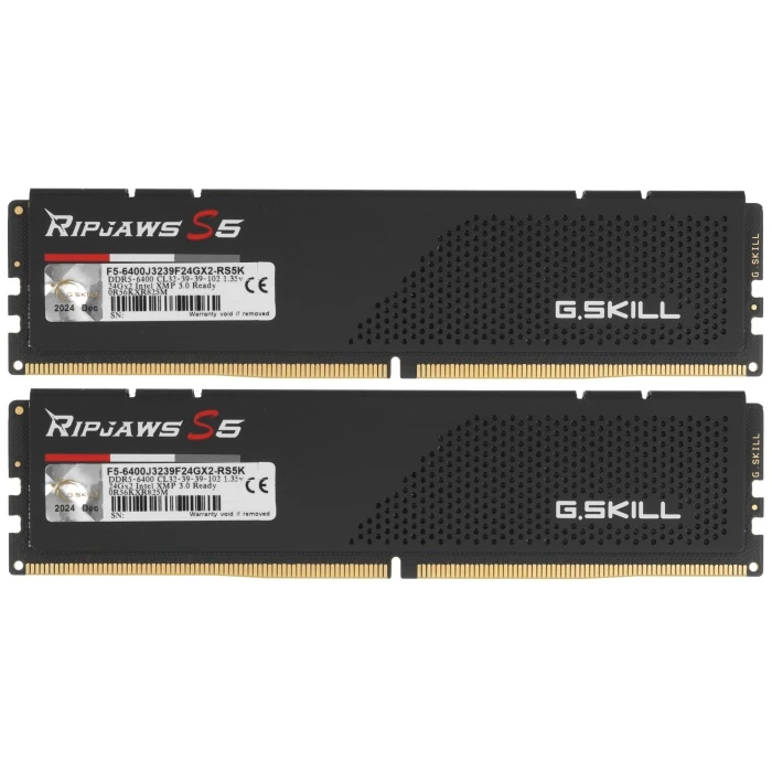 Оперативная память G.Skill Ripjaws S5 48Gb 6400Mhz, KIT 2*24Gb, F5-6400J3239F24GX2-RS5K