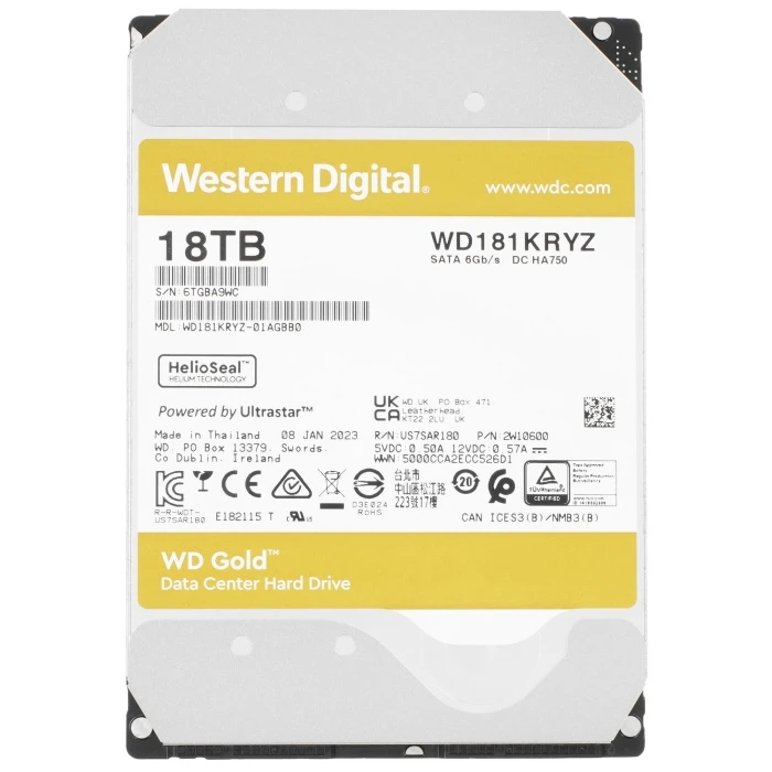 HDD диск WD Gold 18Tb 3.5", WD181KRYZ