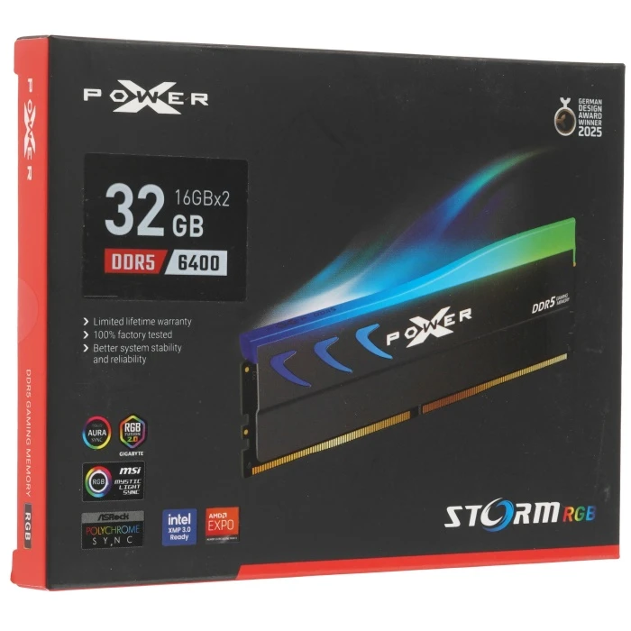 Оперативная память Silicon Power XPOWER Storm RGB 32Gb 6400Mhz, KIT 2*16Gb, SP032GXLWU64AFDK