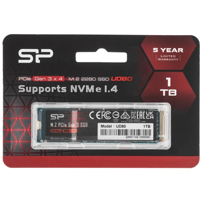 SSD накопитель Silicon Power UD80 1Tb M.2 NVMe, SP01KGBP34UD8005