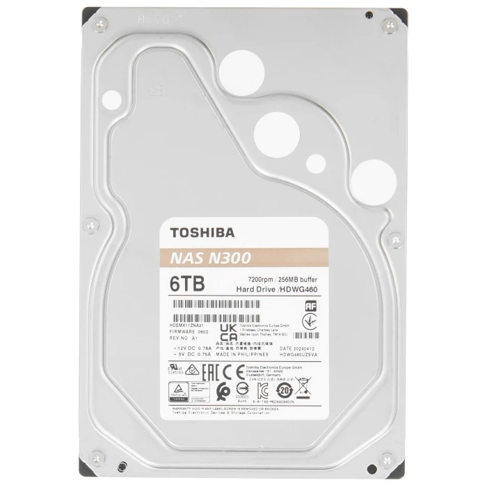 HDD диск Toshiba  NAS N300 6Tb 3.5", HDWG460EZSTA