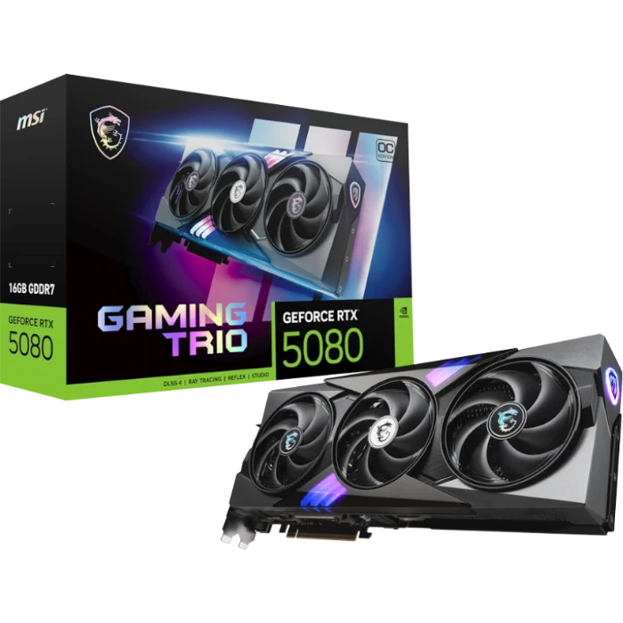 Видеокарта MSI GeForce RTX 5080 GAMING TRIO OC 16Gb