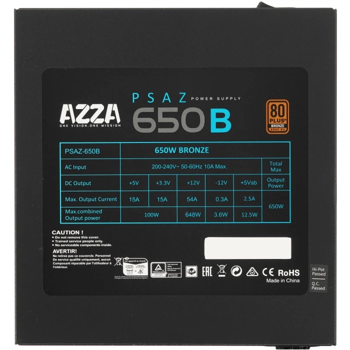 Блок питания Azza PSAZ-650B черный, PSAZ-650