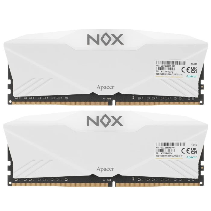 Оперативная память Apacer NOX RGB 16Gb 3600Mhz, KIT 2*8Gb, AH4U16G36C25YNWAA-2