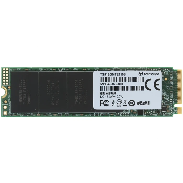 SSD накопитель Transcend MTE110S 512Gb M.2 NVMe, TS512GMTE110S