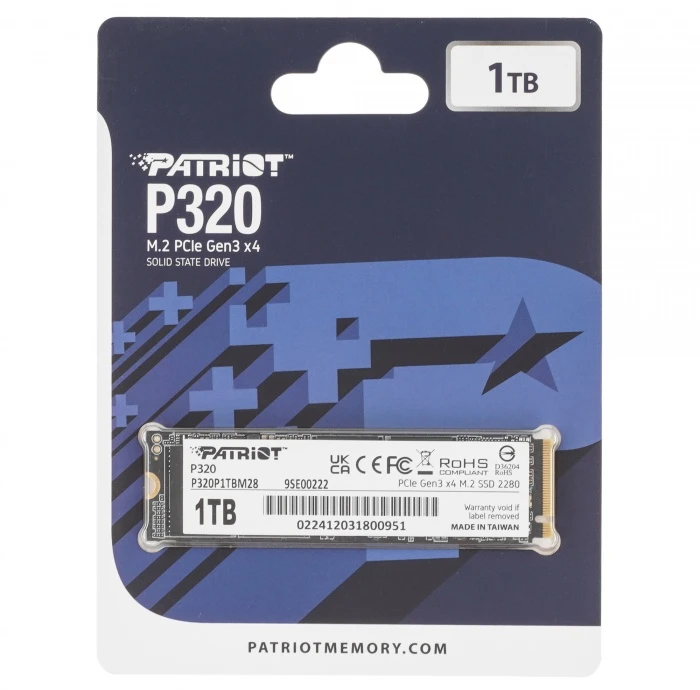 SSD накопитель Patriot P320 1Tb M.2 NVMe, P320P1TBM28
