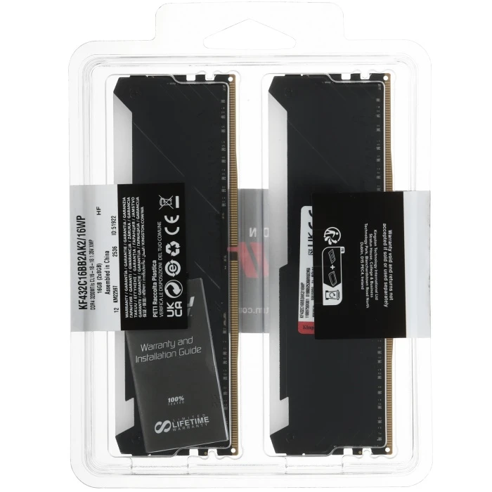Оперативная память Kingston FURY Beast Black RGB 16Gb 3200Mhz, KIT 2*8Gb, KF432C16BB2AK2/16WP