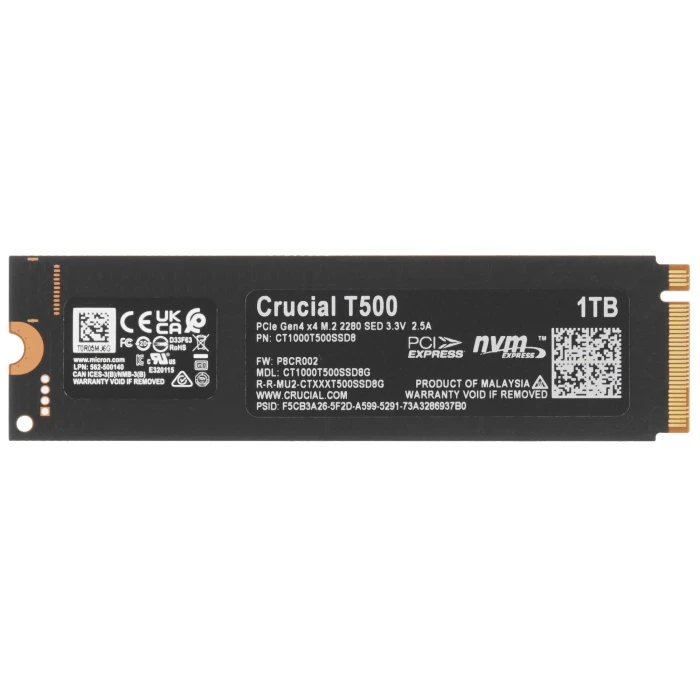 SSD накопитель Crucial T500 1Tb M.2 NVMe, CT1000T500SSD8