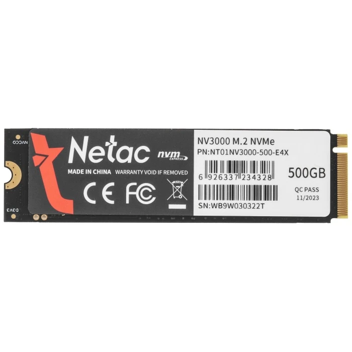 SSD накопитель Netac NV3000 500Gb M.2 NVMe, NT01NV3000-500-E4X