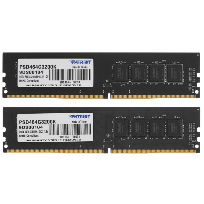 Оперативная память Patriot Signature Line 64Gb 3200Mhz, KIT 2*32Gb, PSD464G3200K