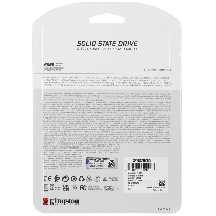 SSD накопитель Kingston FURY Renegade 1Tb M.2 NVMe, SFYRS/1000G