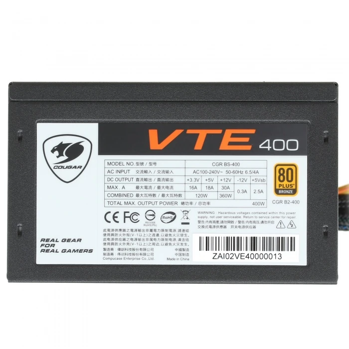Блок питания Cougar VTE400 черный, CGR BS-400