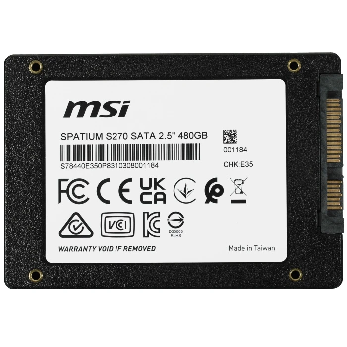 SSD накопитель MSI SPATIUM S270 480Gb 2.5" SATA, S78-440E350-P83
