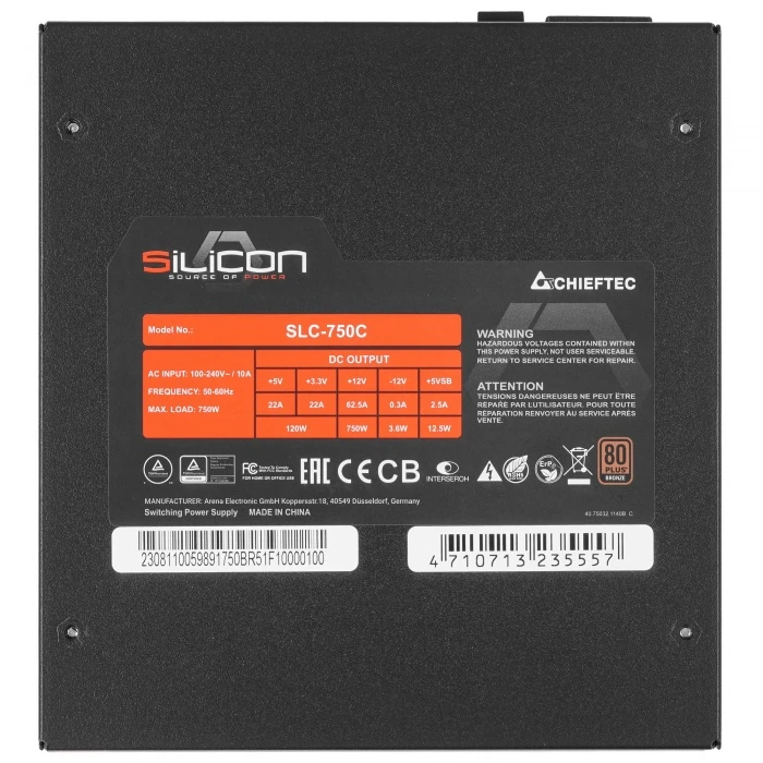 Блок питания Chieftec Silicon 750W черный, SLC-750C