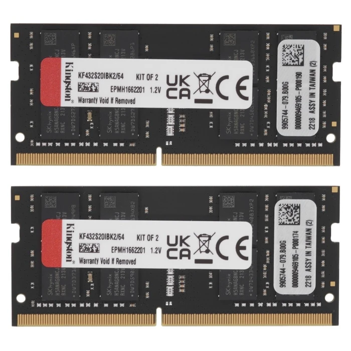 Оперативная память Kingston FURY Impact 64Gb 3200Mhz, KIT 2*32Gb, KF432S20IBK2/64