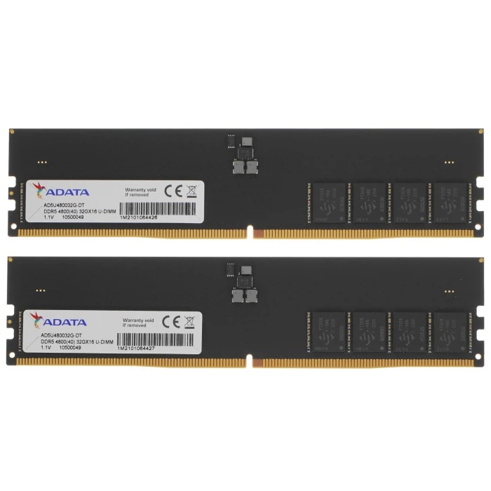 Оперативная память ADATA 64Gb 4800Mhz, KIT 2*32Gb, AD5U480032G-DT