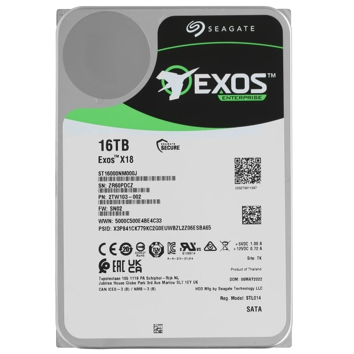 HDD диск Seagate Exos X18 16Tb 3.5", ST16000NM000J