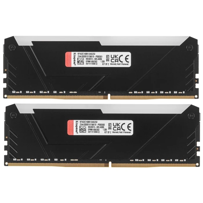 Оперативная память Kingston FURY Beast Black RGB 32Gb 3200Mhz, KIT 2*16Gb, KF432C16BB12AK2/32