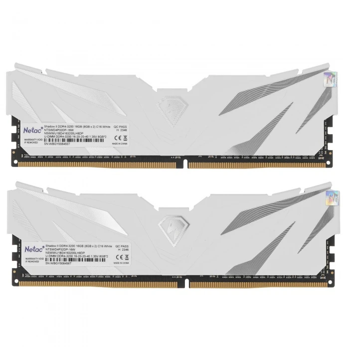 Оперативная память Netac Shadow II 16Gb 3200Mhz, KIT 2*8Gb, NTSWD4P32DP-16W