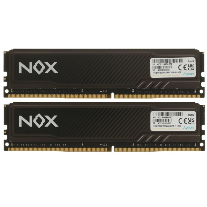 Оперативная память Apacer NOX 32Gb 2666Mhz, KIT 2*16Gb, AH4U32G26C08YMBAA-2
