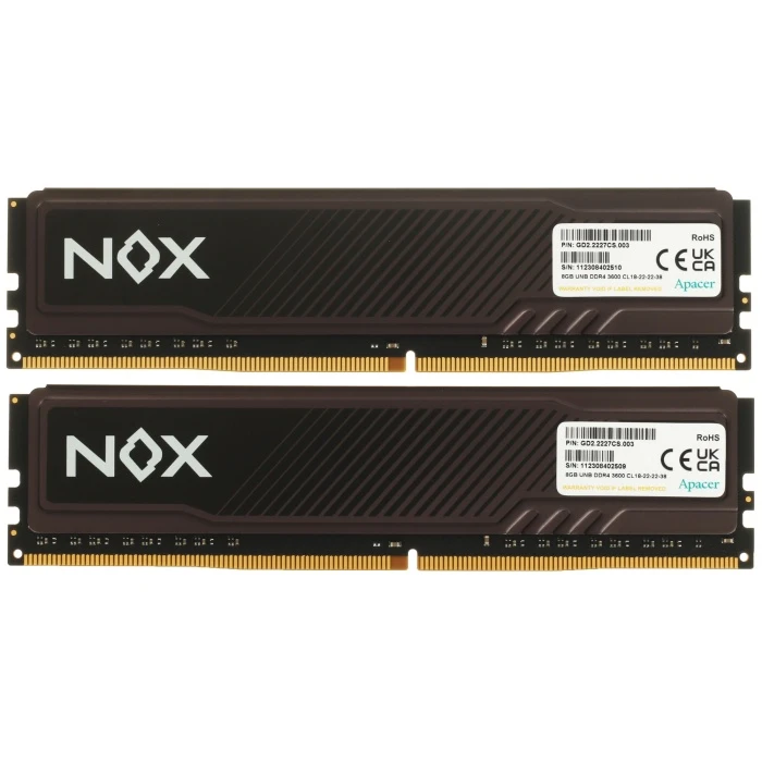 Оперативная память Apacer NOX 16Gb 3600Mhz, KIT 2*8Gb, AH4U16G36C25YMBAA-2