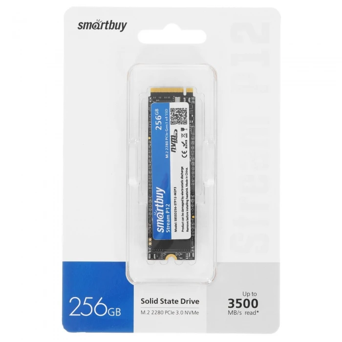 SSD накопитель Smartbuy Stream P12 256Gb M.2 NVMe, SBSSD256-STP12-M2P3