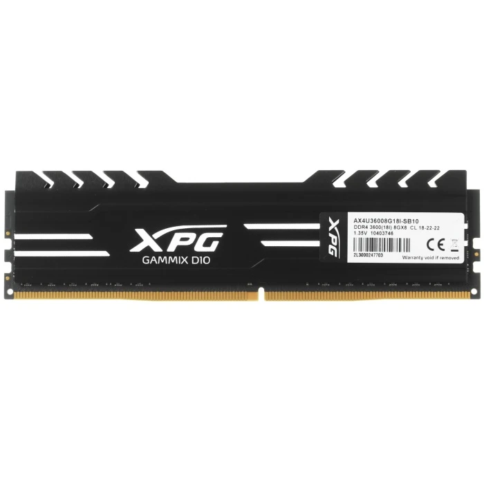 Оперативная память ADATA XPG GAMMIX D10 8Gb 3600Mhz, AX4U36008G18I-SB10