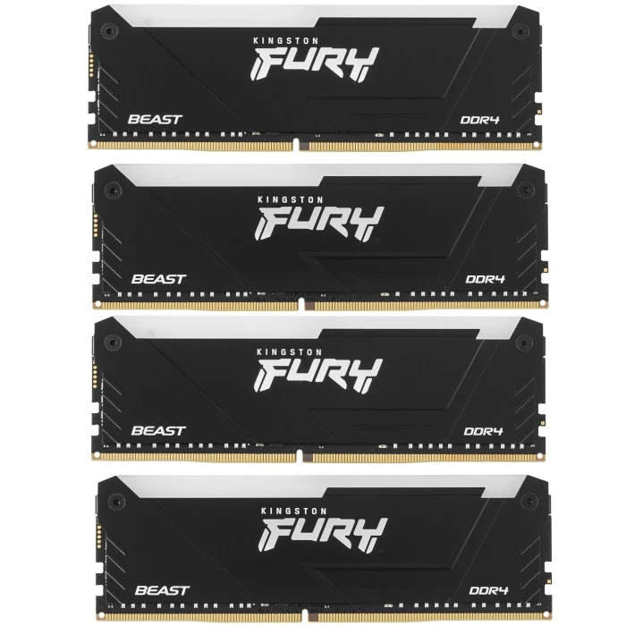 Оперативная память Kingston FURY Beast Black RGB 16Gb 3600Mhz, KIT 4*16Gb, KF436C18BB2AK4/64