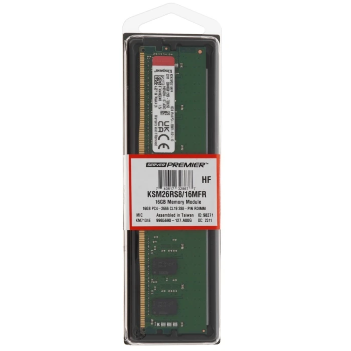 Серверная оперативная память Kingston Server Premier 16Gb 2666Mhz, KSM26RS8/16MFR