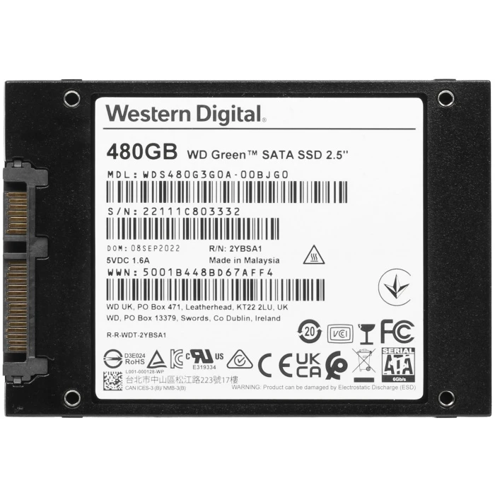 SSD накопитель WD Green 480Gb 2.5" SATA, WDS480G3G0A