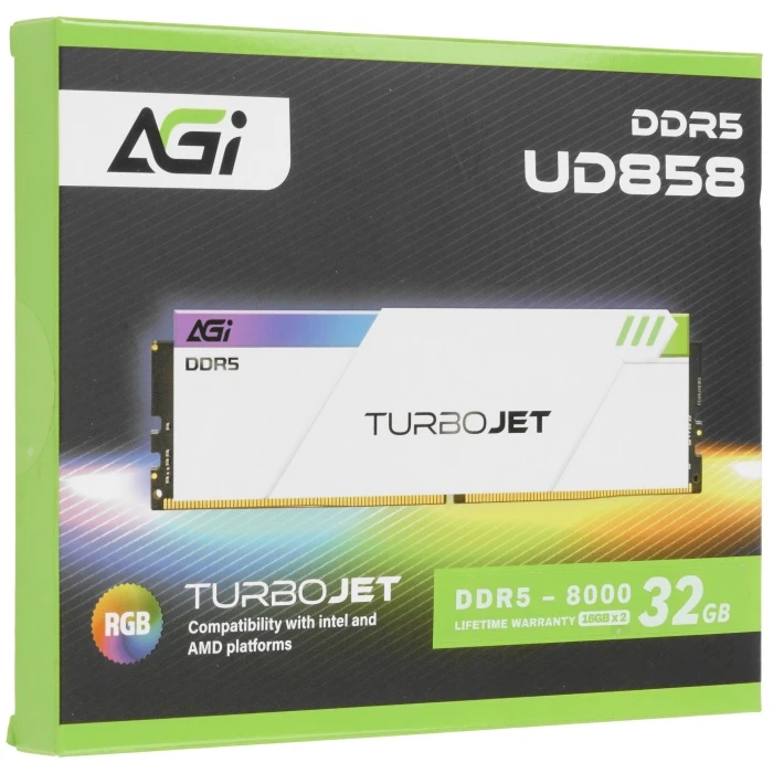 Оперативная память AGI TurboJet RGB 32Gb 8000Mhz, KIT 2*16Gb, AGI8APD16UD858-DC