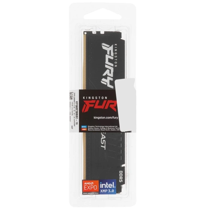 Оперативная память Kingston FURY Beast Black 16Gb 6000Mhz, KF560C30BBE-16