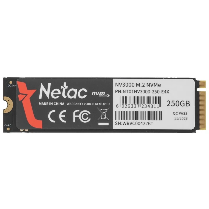 SSD накопитель Netac NV3000 250Gb M.2 NVMe, NT01NV3000-250-E4X