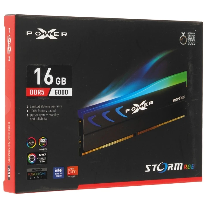 Оперативная память Silicon Power XPOWER Storm RGB 16Gb 6000Mhz, SP016GXLWU60AFSK