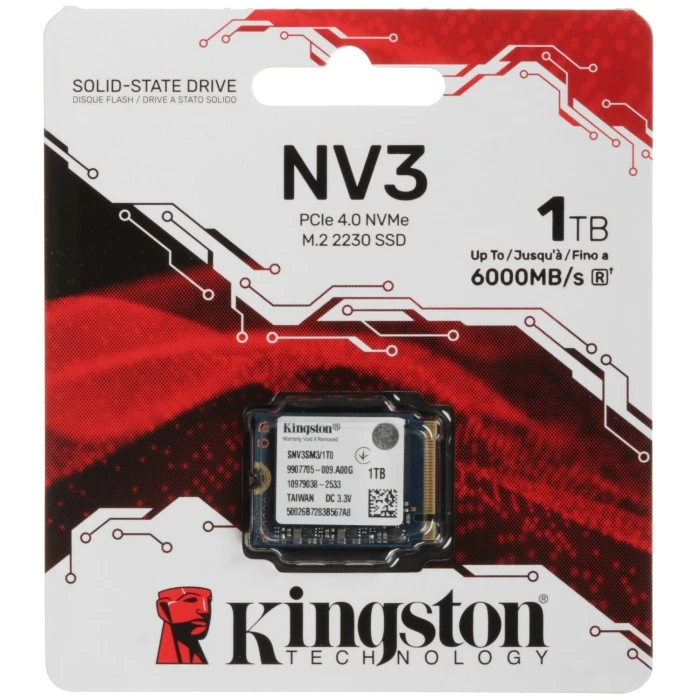 SSD накопитель Kingston NV3 1Tb M.2 NVMe, SNV3SM3/1T0