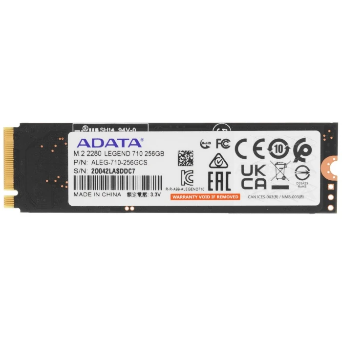SSD накопитель ADATA LEGEND 710 256Gb M.2 NVMe, ALEG-710-256GCS