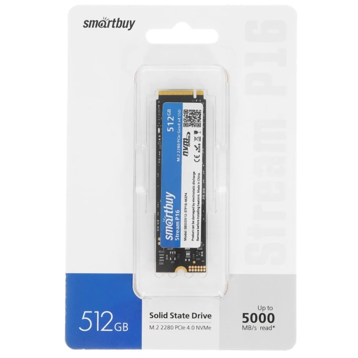 SSD накопитель Smartbuy Stream P16 512Gb M.2 NVMe, SBSSD512-STP16-M2P4