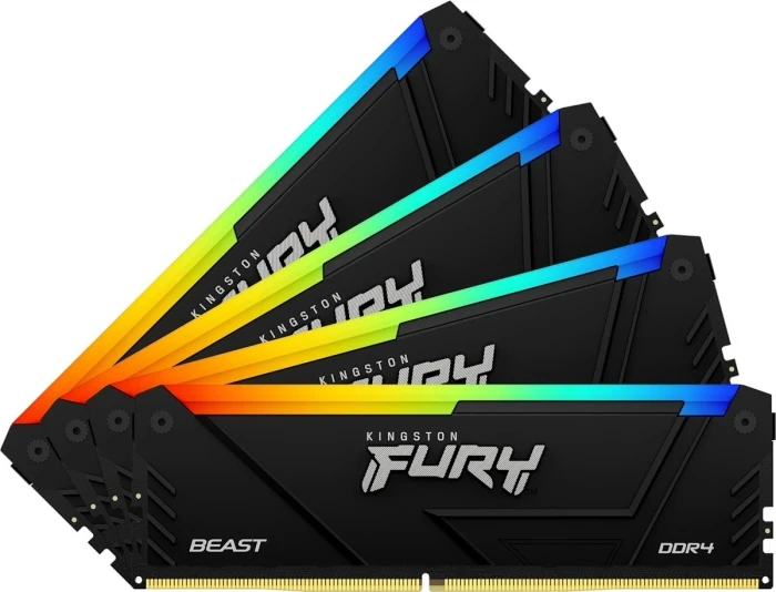 Оперативная память Kingston FURY Beast Black RGB 16Gb 3600Mhz, KIT 4*16Gb, KF436C18BB2AK4/64