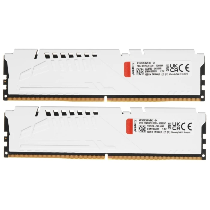 Оперативная память Kingston FURY Beast White AMD 64Gb 6000Mhz, KIT 2*32Gb, KF560C36BWEK2-64