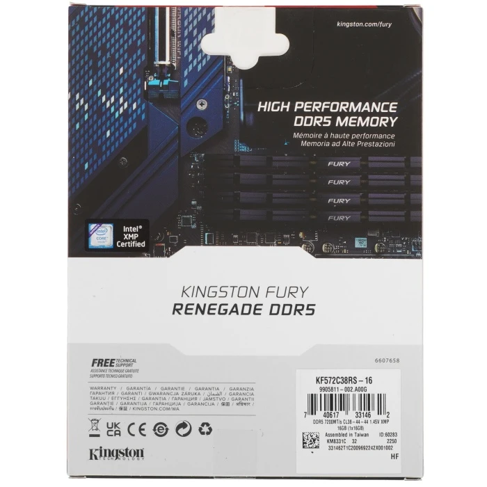 Оперативная память Kingston FURY Renegade Silver 16Gb 7200Mhz, KF572C38RS-16