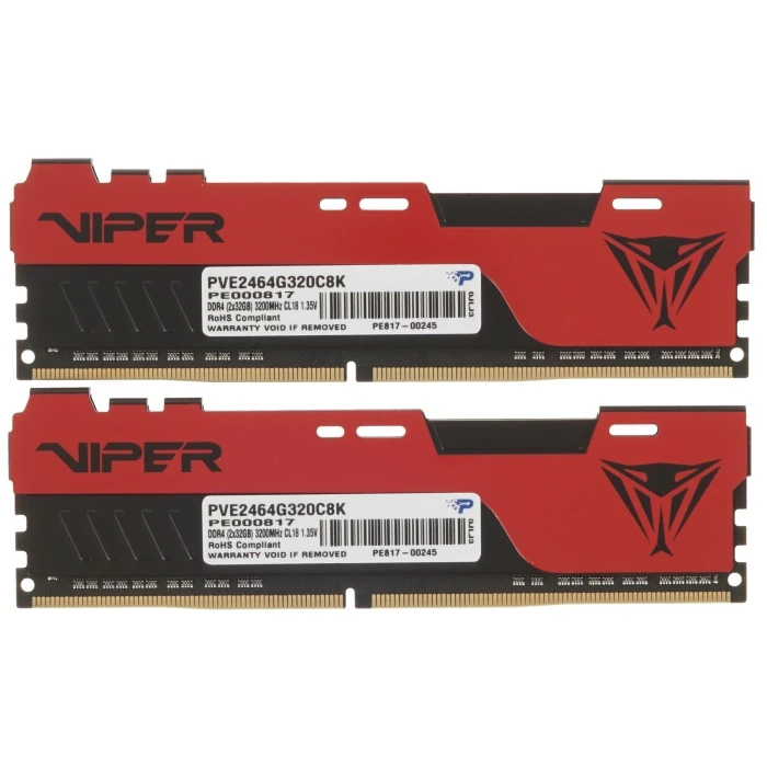Оперативная память Patriot Viper Elite II 64Gb 3200Mhz, KIT 2*32Gb, PVE2464G320C8K