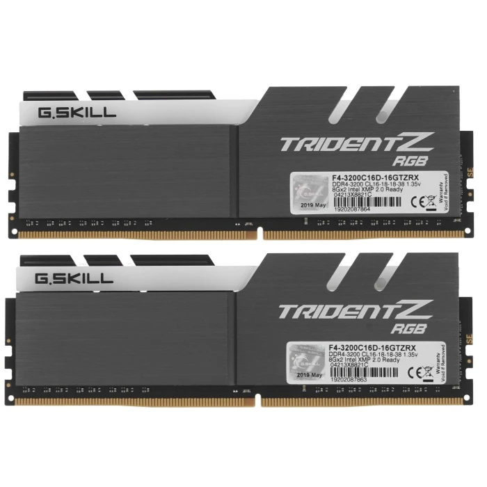 Оперативная память G.Skill Trident Z RGB (AMD) 16Gb 3200Mhz, KIT 2*8Gb, F4-3200C16D-16GTZRX