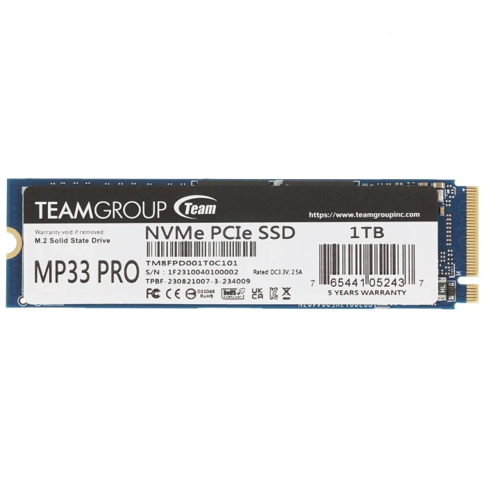 SSD накопитель TEAMGROUP MP33 PRO 1Tb M.2 NVMe, TM8FPD001T0C101