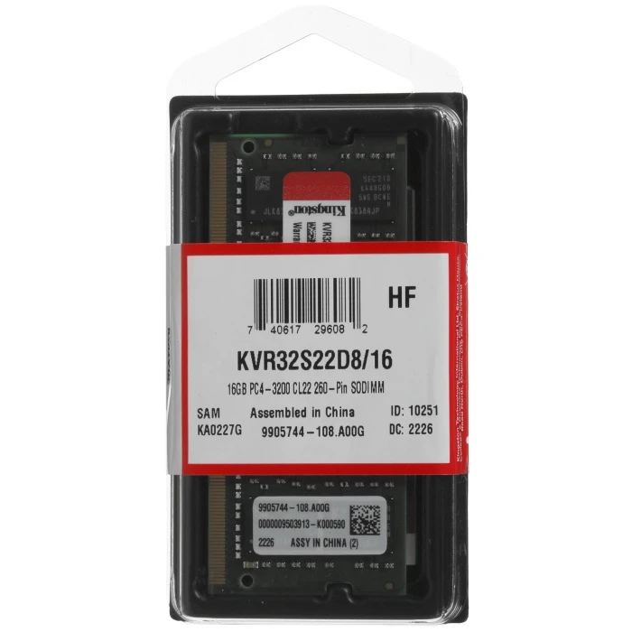Оперативная память Kingston ValueRAM 16Gb 3200Mhz, KVR32S22D8/16