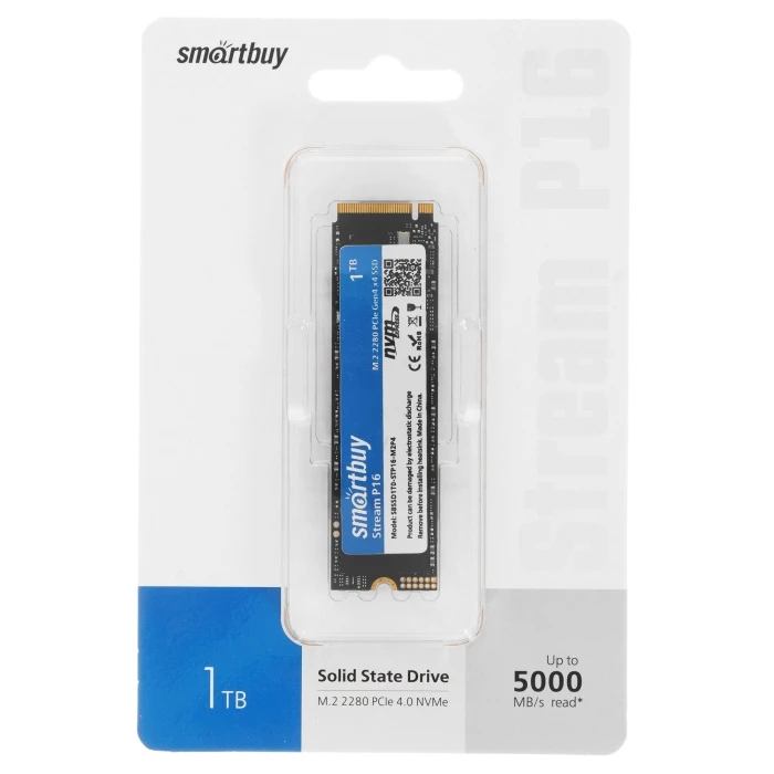 SSD накопитель Smartbuy Stream P16 1Tb M.2 NVMe, SBSSD1T0-STP16-M2P4