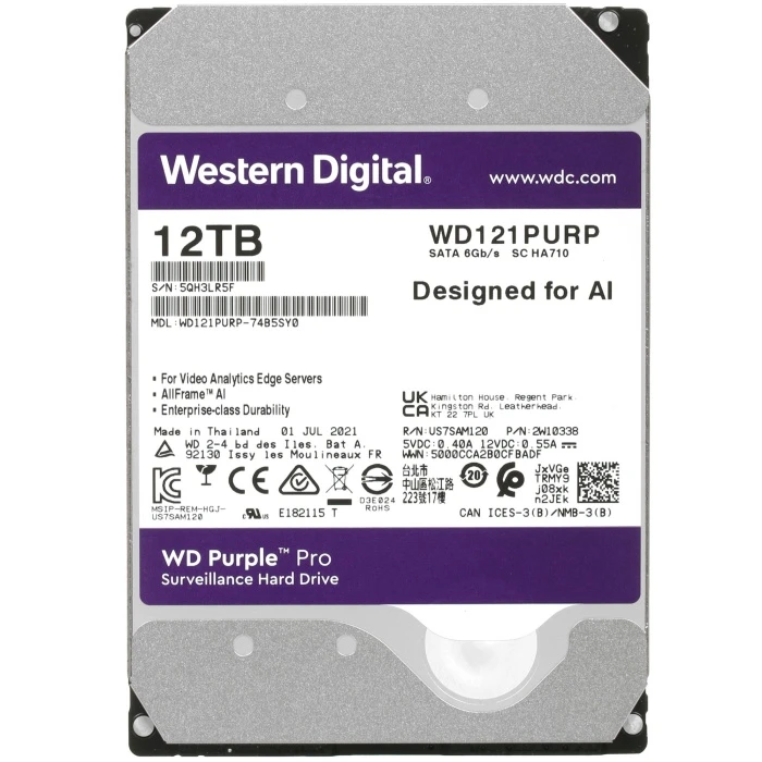 HDD диск WD Purple Pro 12Tb 3.5", WD121PURP