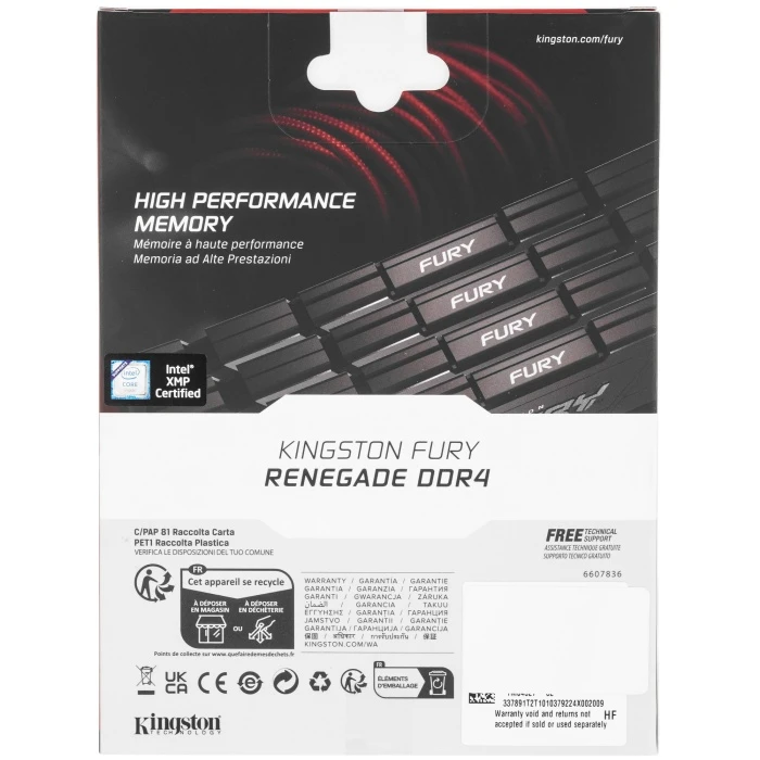 Оперативная память Kingston FURY Renegade 64Gb 3200Mhz, KIT 2*32Gb, KF432C16RB2K2/64